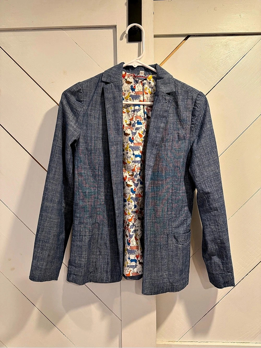 Mini boden Boy’s Chambray Blue Blazer Like New 11/12
